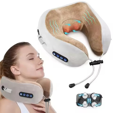 Rechargeable Neck Massager U-Shaped Pillow – Multifunctional Portable Shoulder & Cervical Relaxing Massage for Home, Car, Outdoor