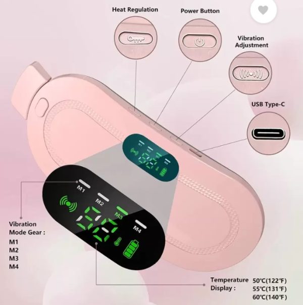 Portable Menstrual Heating Cramp Pad Belt for Women – Electric Period Pain Relief Massager with 3 Heat Levels & 4 Massage Modes - With Box | Period Cramp Belt